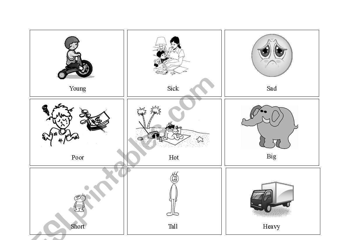 Adjectives + Opposites Picture Cards 1