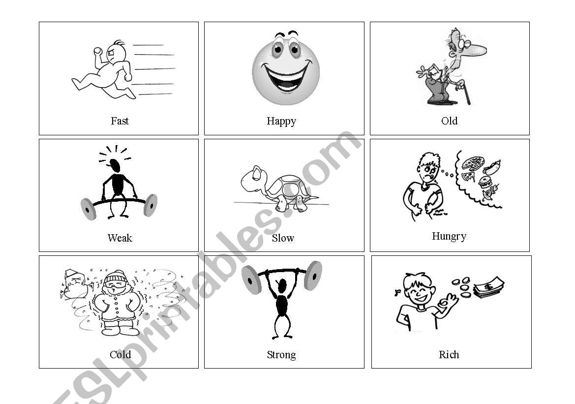 Adjectives + Opposites Picture Cards 3