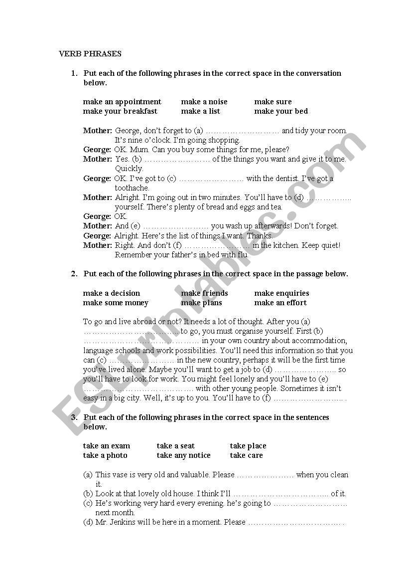 Expressions with DO, MAKE, and TAKE