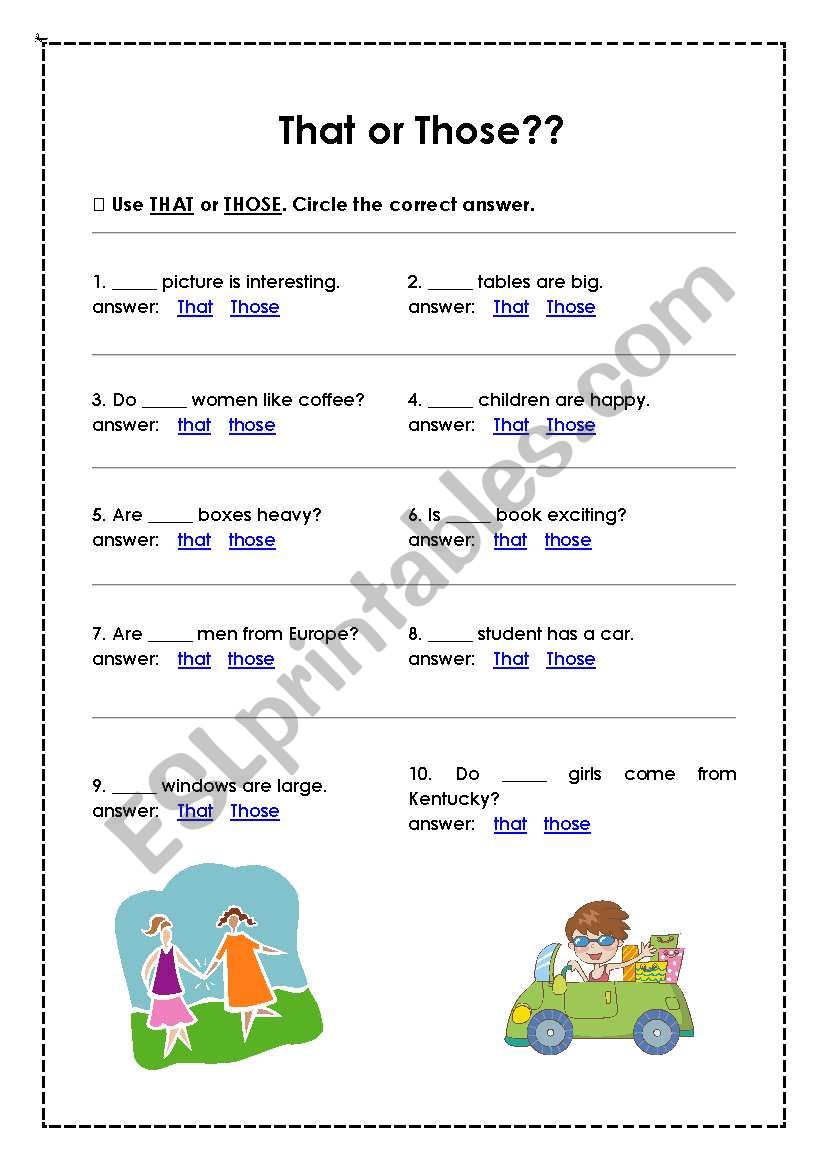 That or Those? worksheet