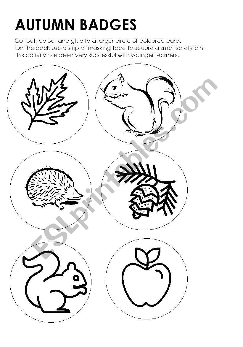 Autumn Badges worksheet