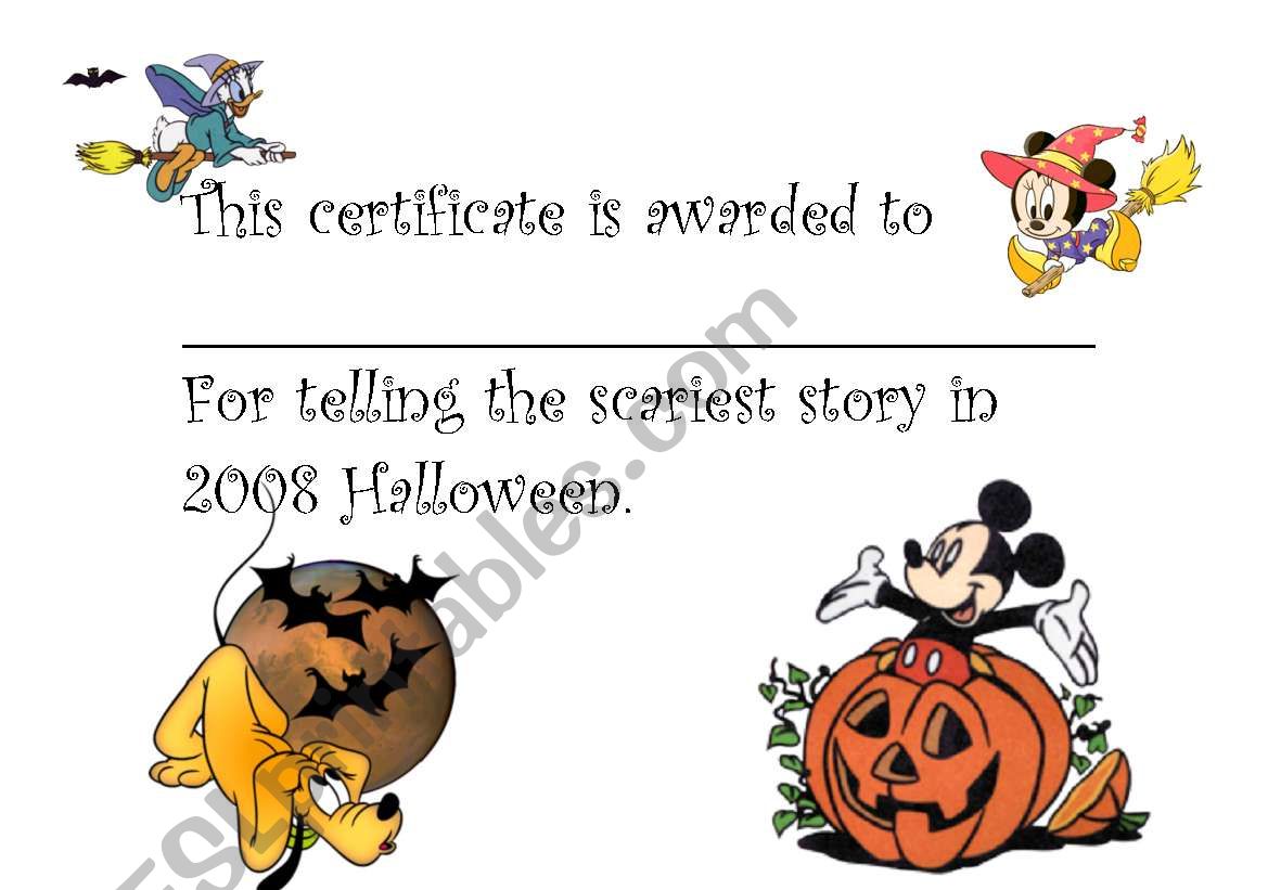 Halloween Award Certificate 3 worksheet