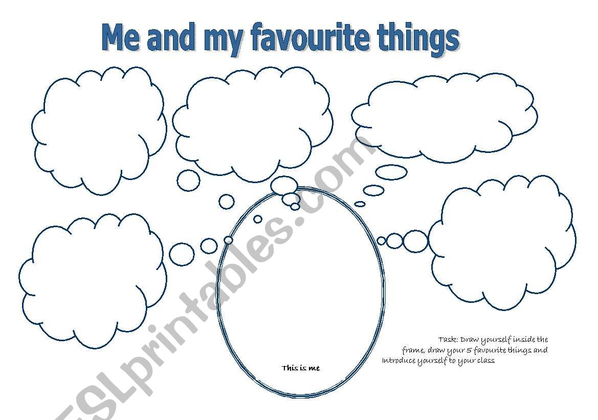 Me and my favourite things worksheet