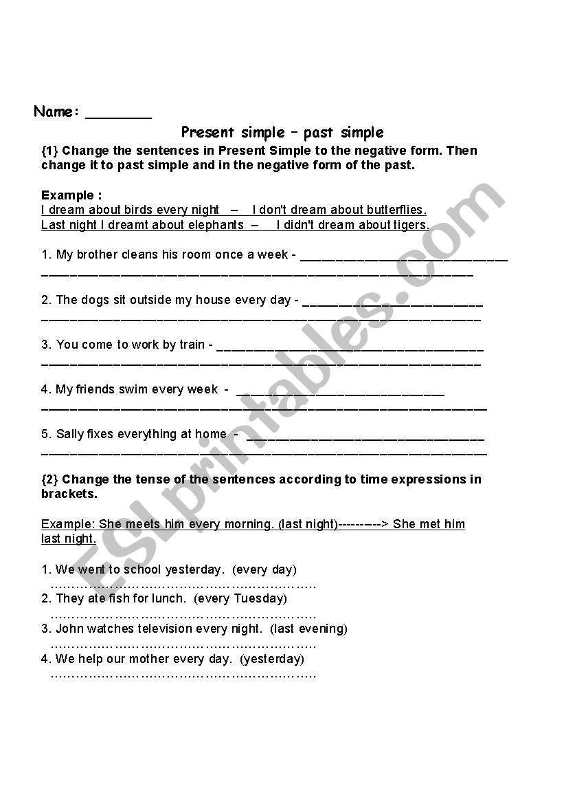 Present Simple/Past Simple worksheet