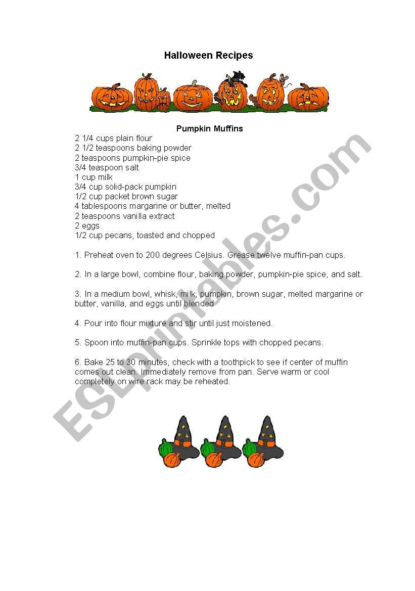 Halloween receipt worksheet