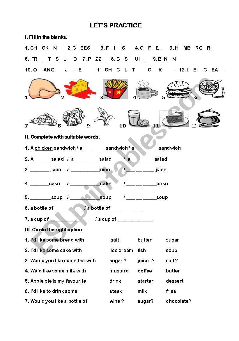 What would you like ? worksheet