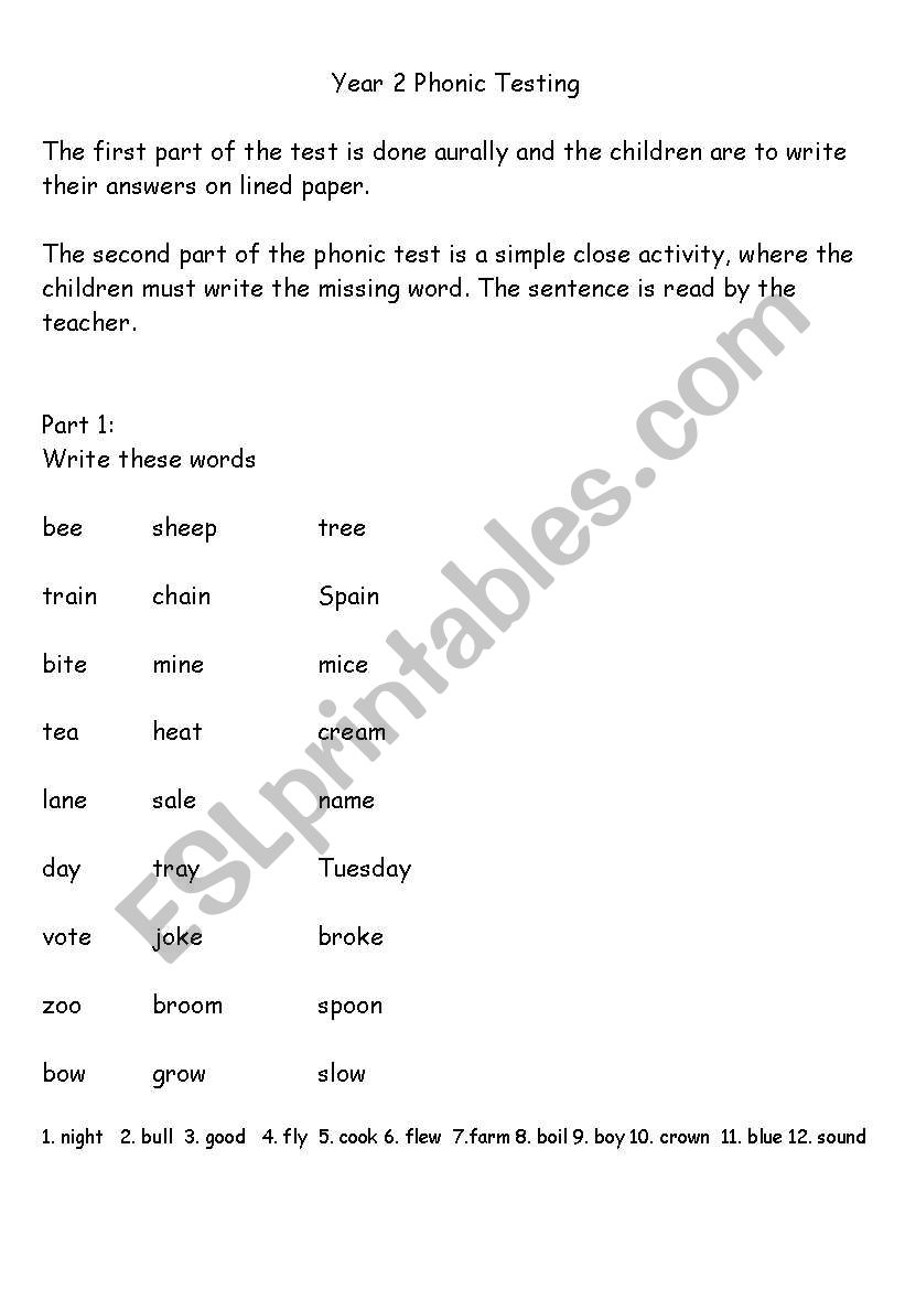 A phonic test for intermediate learners 2 Pages
