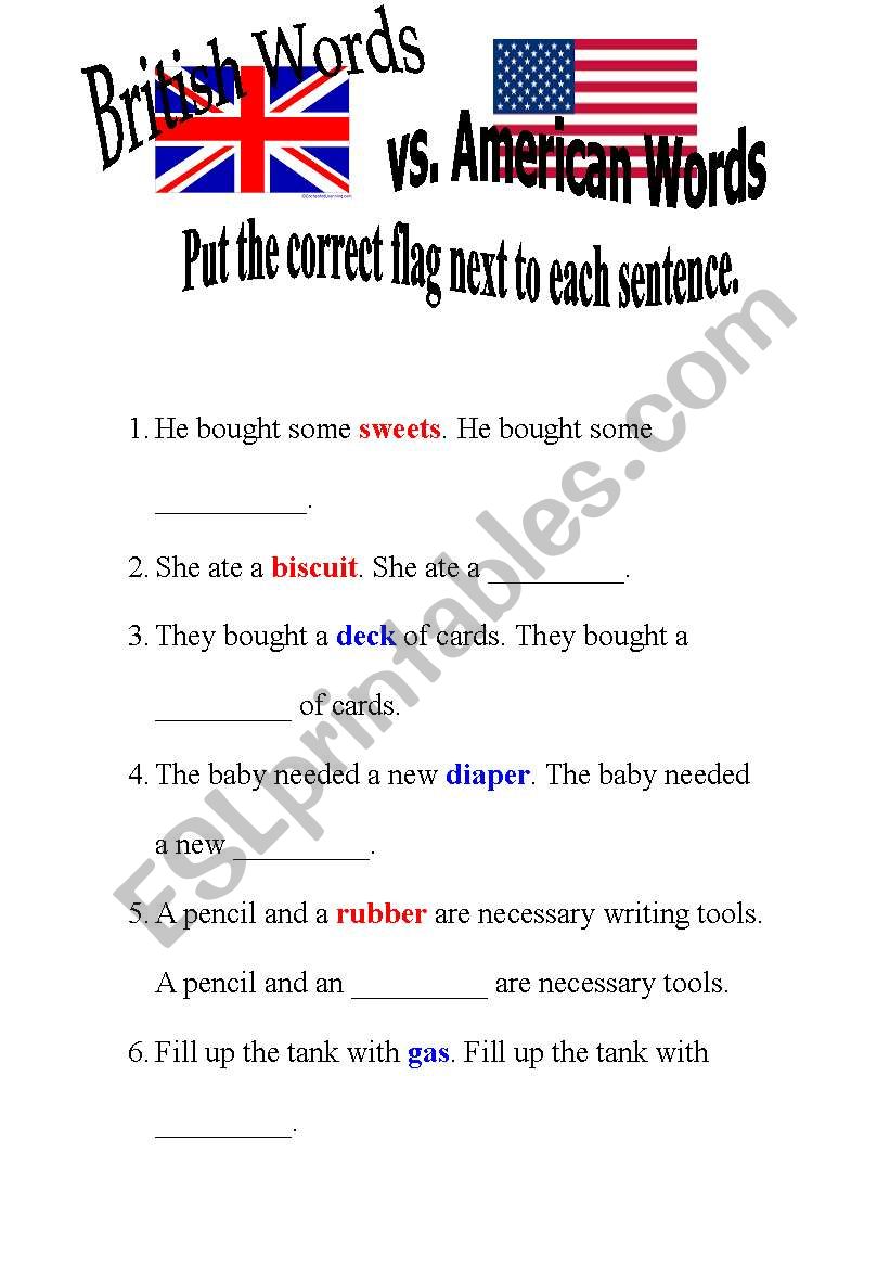 British & American English worksheet