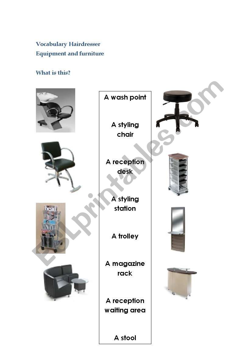 vacabulay hairdresser worksheet