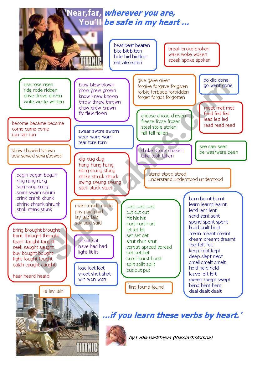 RHYMED IRREGULAR VERBS worksheet