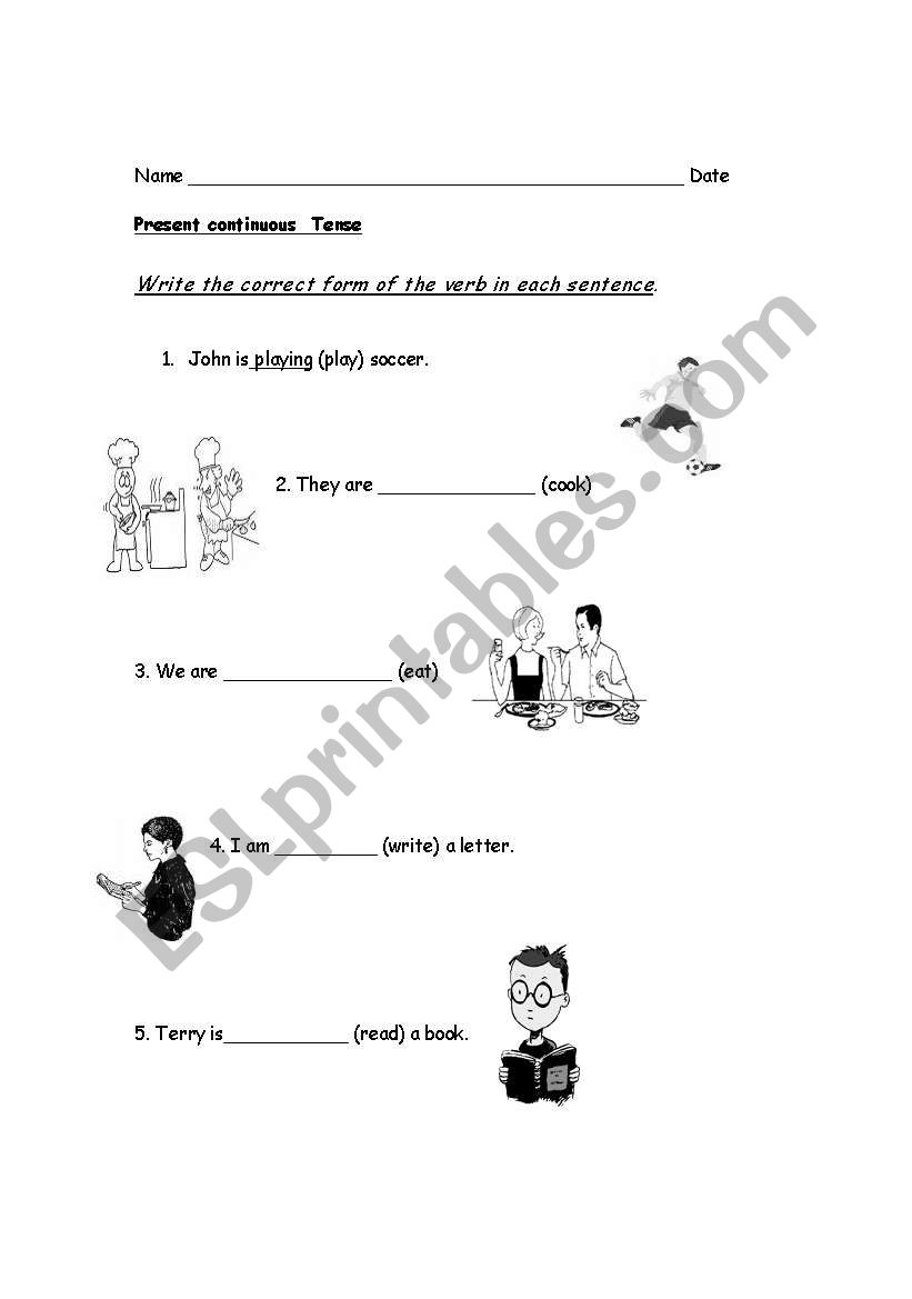 present contious worksheet