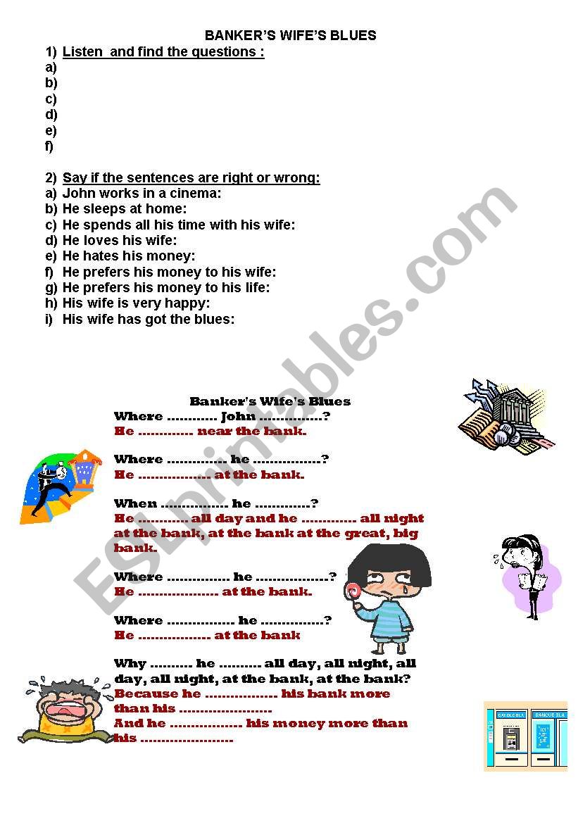 BANKERS WIFES BLUES worksheet