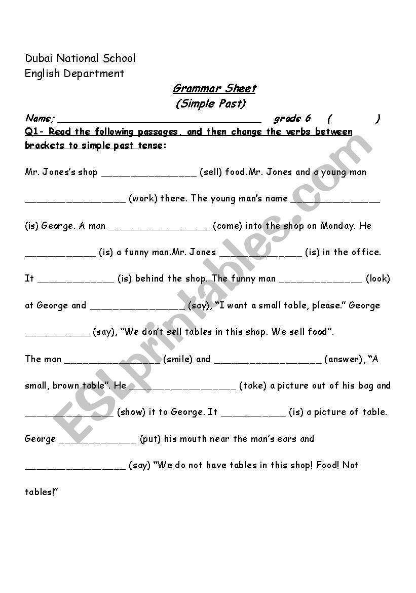 simple past worksheet