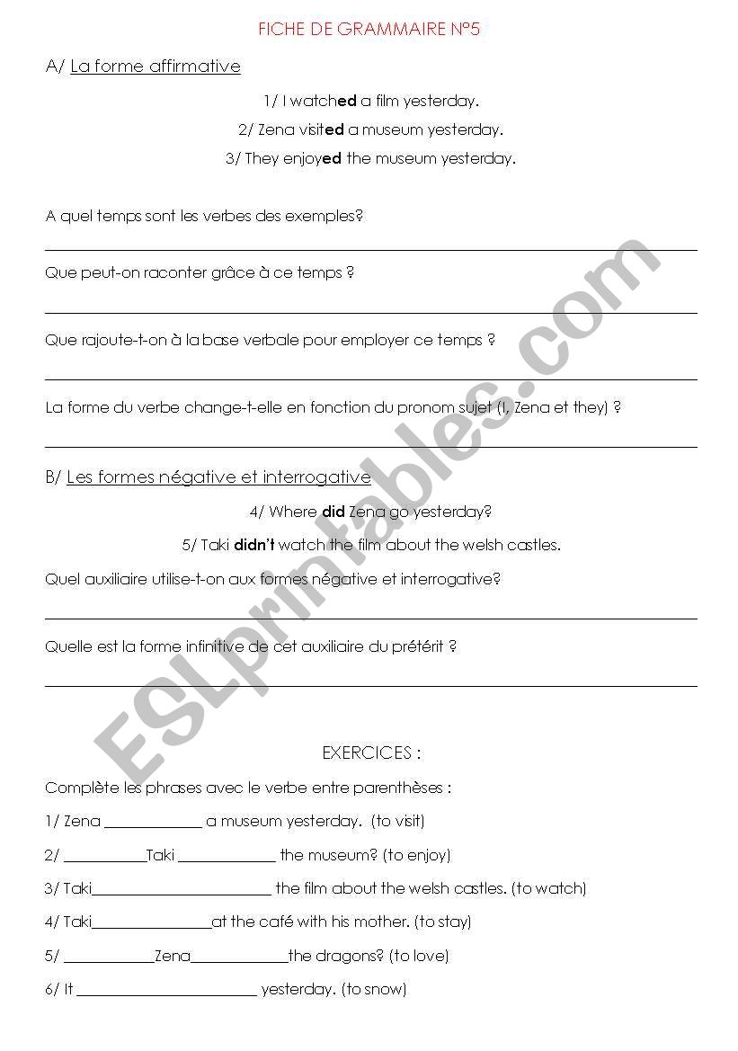 simple past worksheet