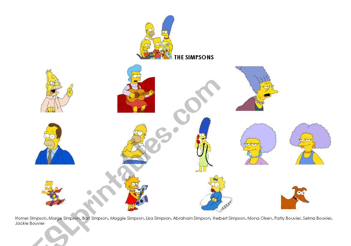 The Simpsons worksheet