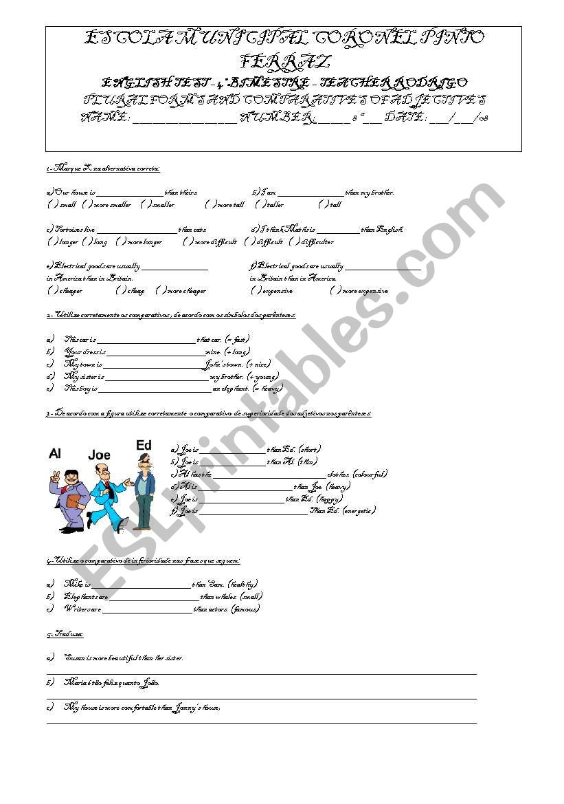 COMPARATIVES worksheet