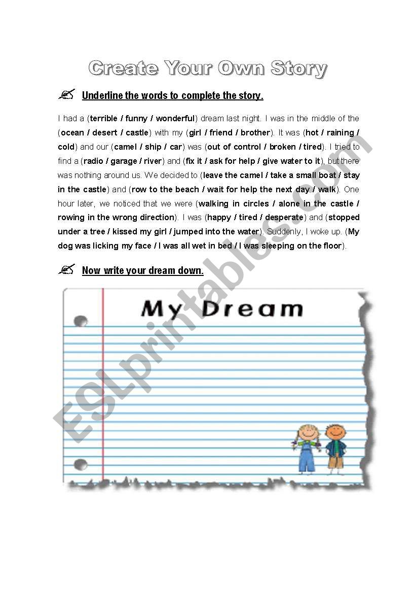 create your own story worksheet