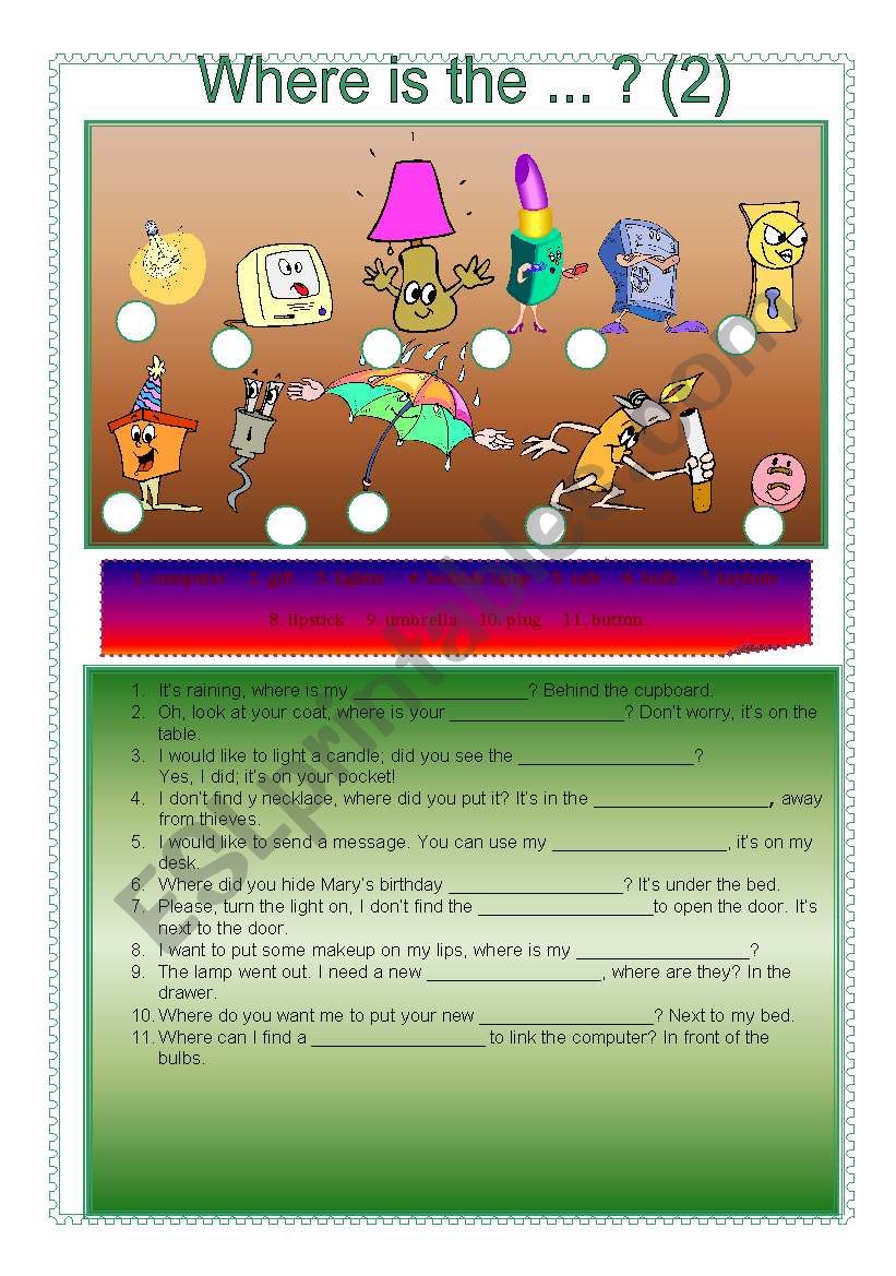 Where is the ...? (2) worksheet