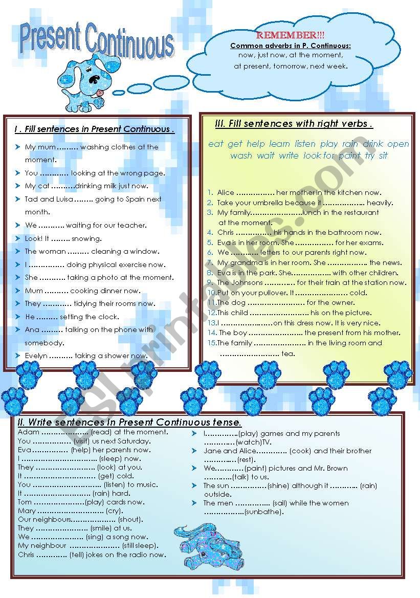 Present Continuous worksheet