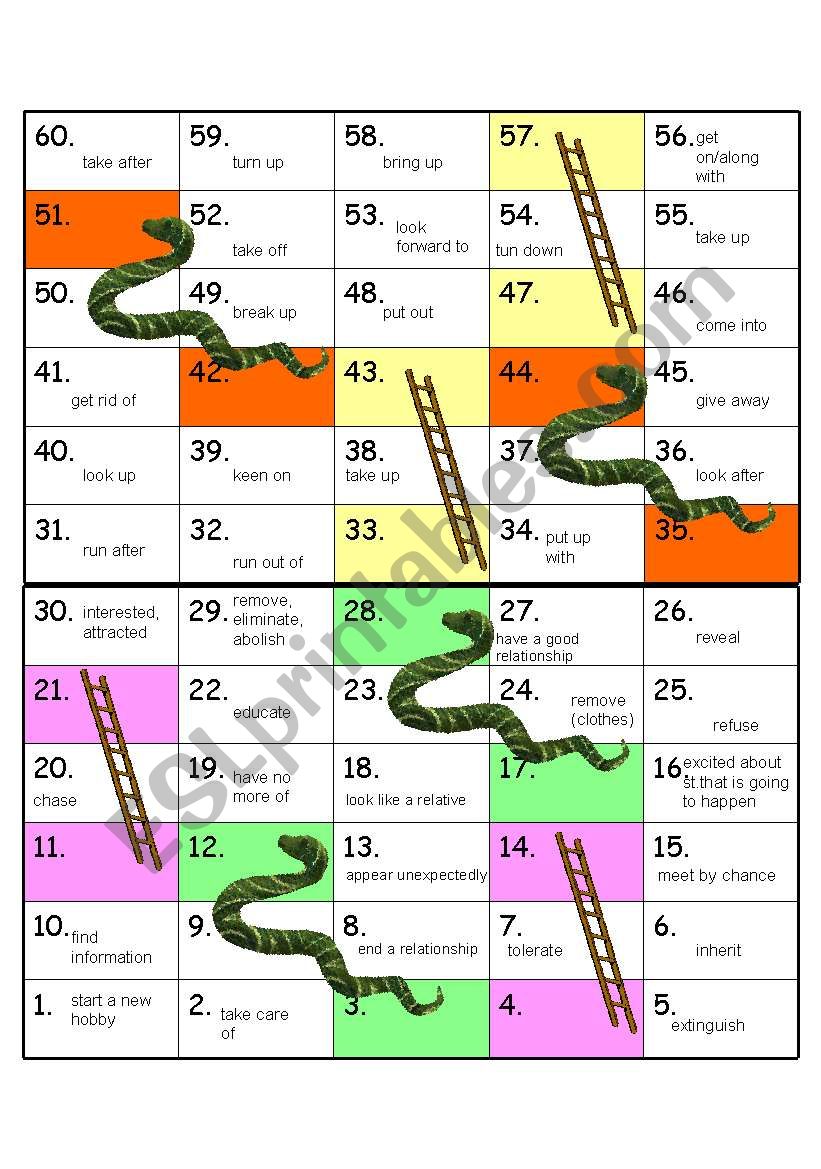 PERFECT GAME!! PHRASAL VERBS - SNAKES AND LADDERS 