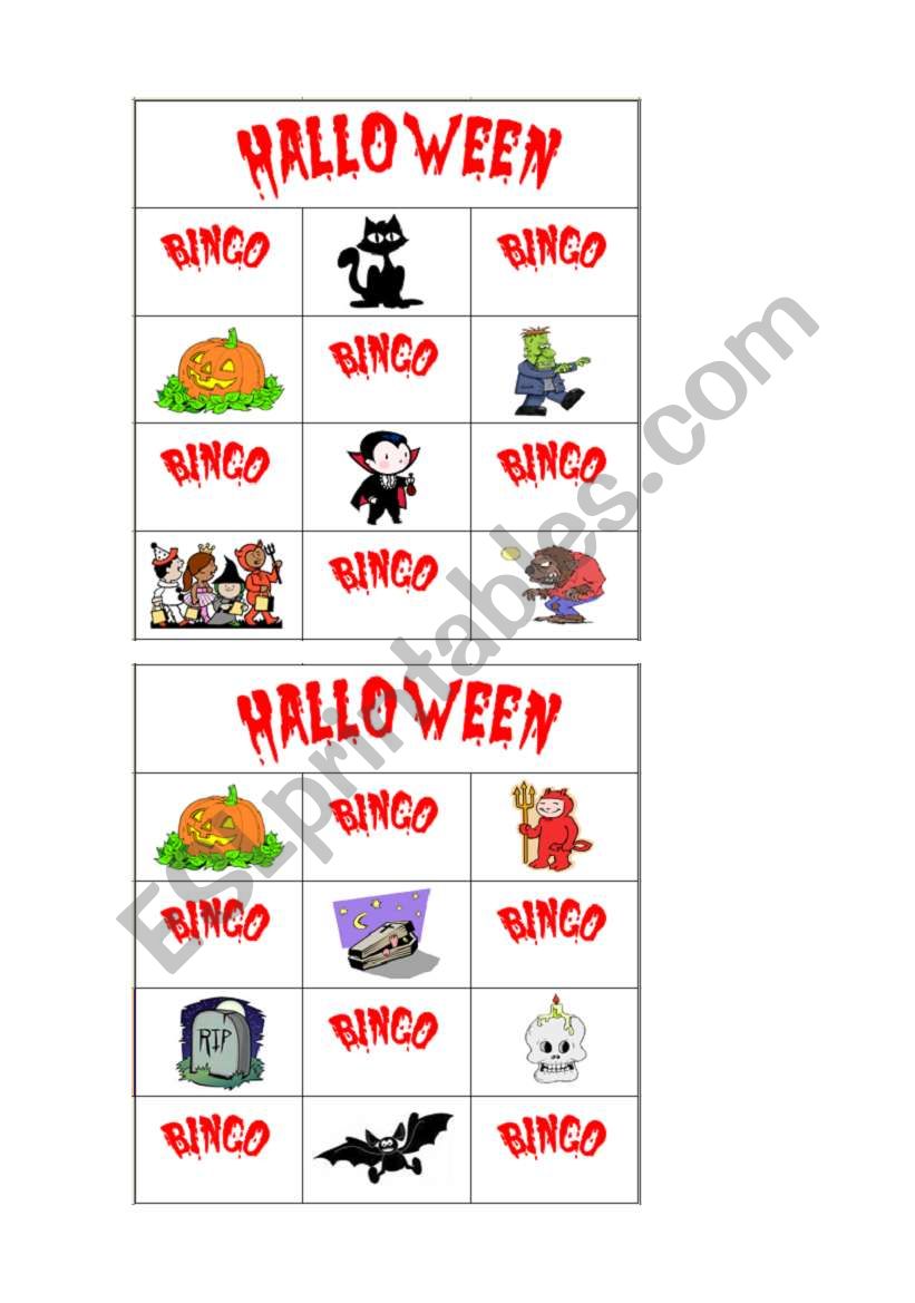 Halloween bingo part 1 worksheet