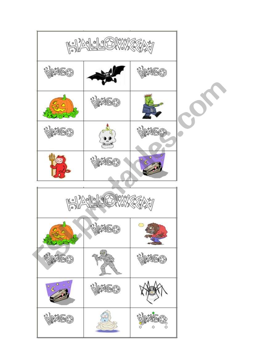 Halloween bingo part 2 worksheet