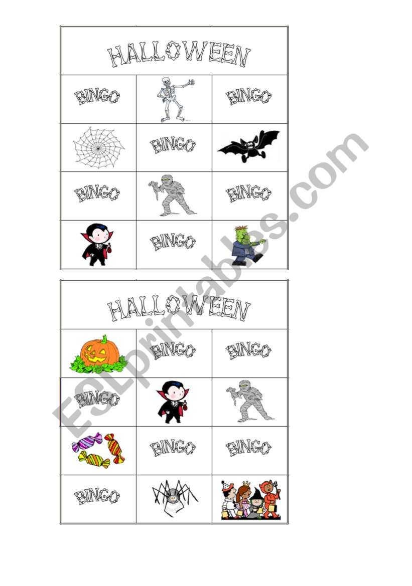 Halloween bingo part 3 worksheet
