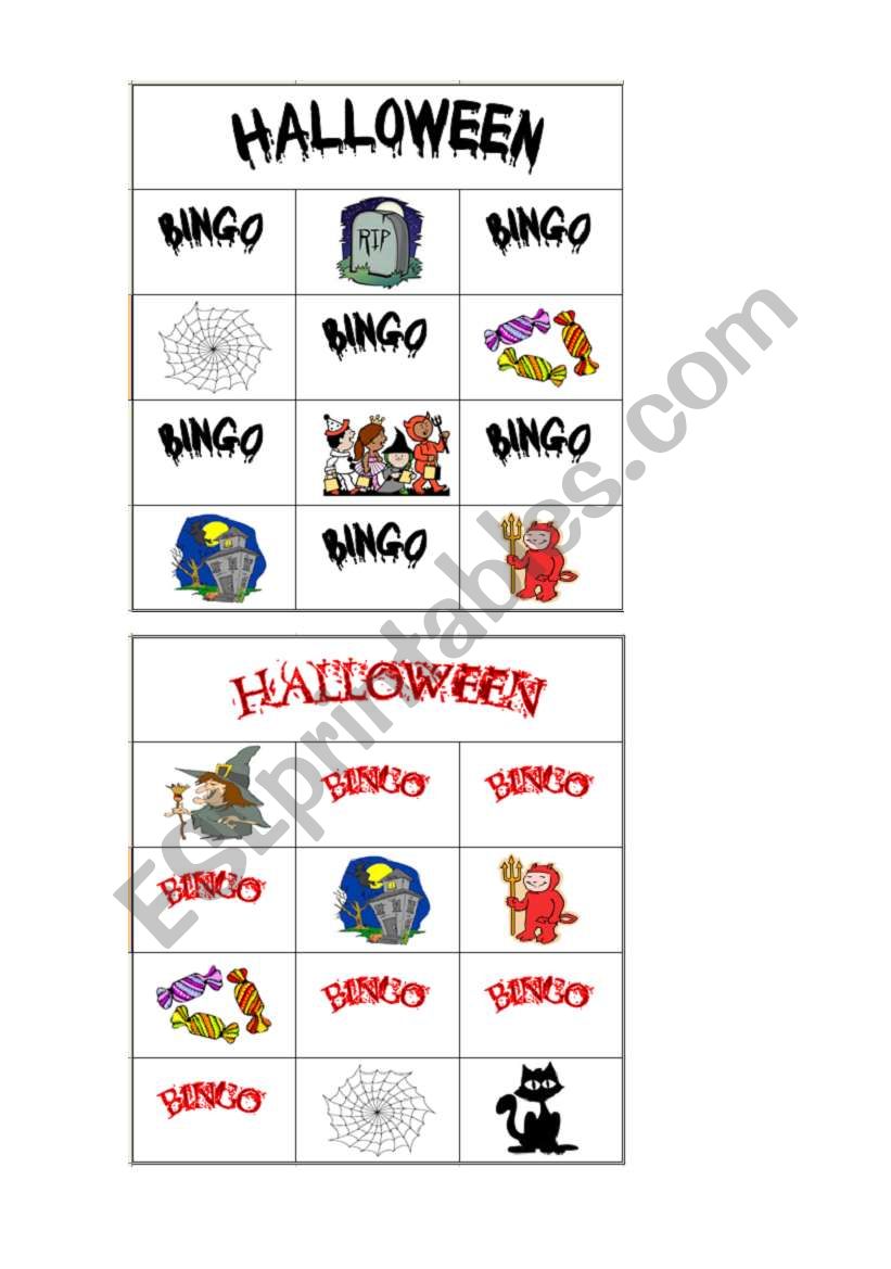 Halloween bingo part 4 worksheet