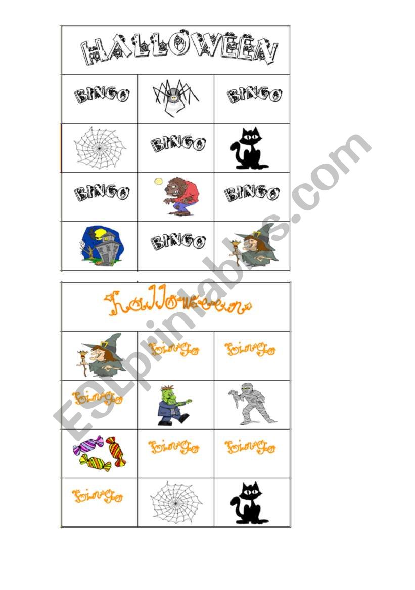 Halloween bingo part 5 worksheet