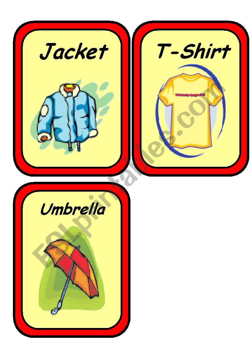 19 CLOTHES FLASHCARDS - Set 2/2 
