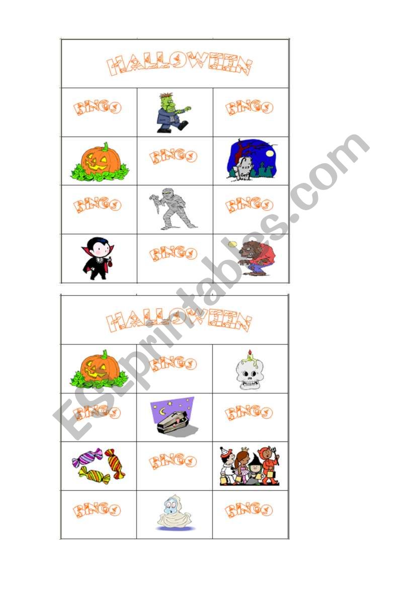 Halloween bingo part 7 worksheet