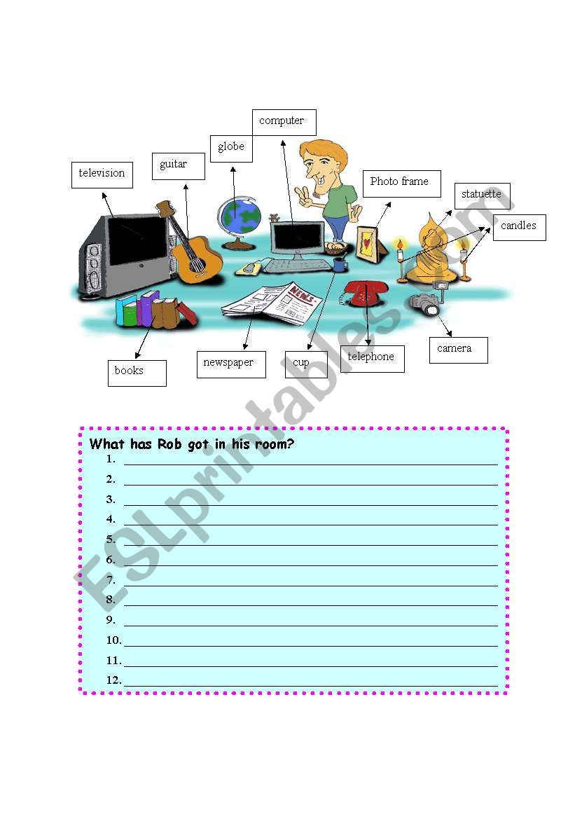RobÂ´s Room worksheet