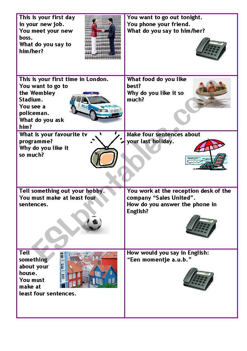 Conversation cards level A1 business 1/5