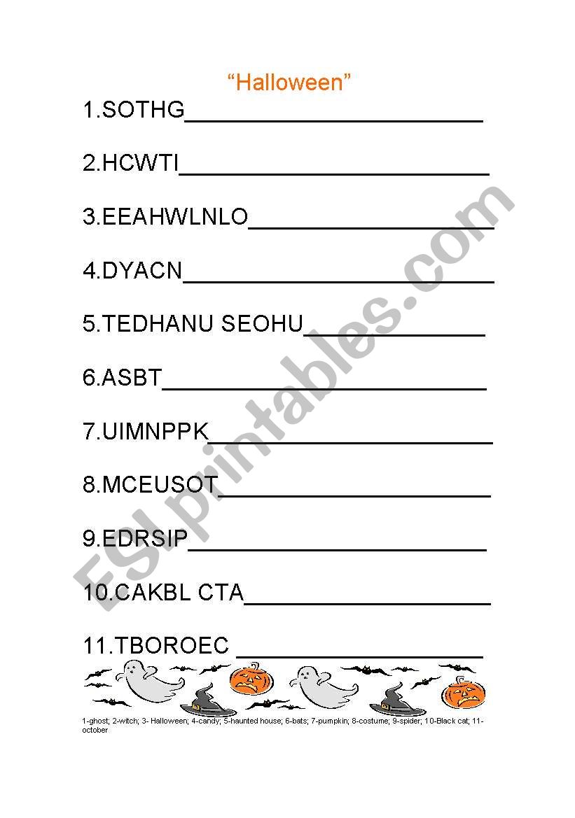 halloween worksheet