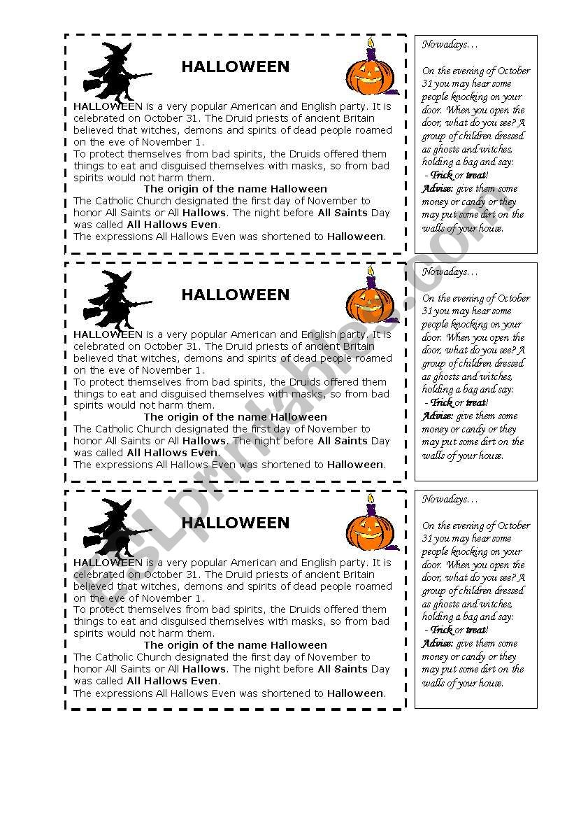 Halloween History worksheet