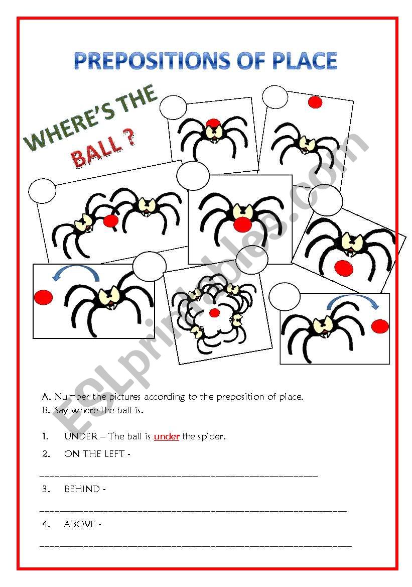 PREPOSITIONS OF PLACE worksheet