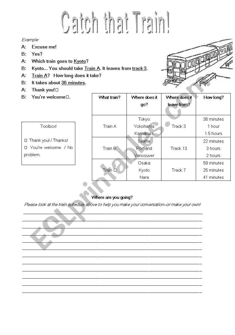 Catch that train! worksheet