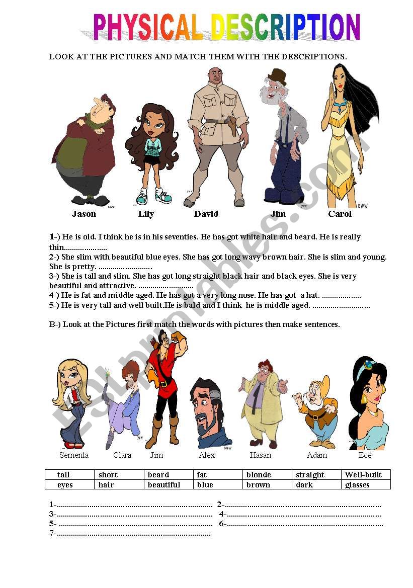 physical description worksheet