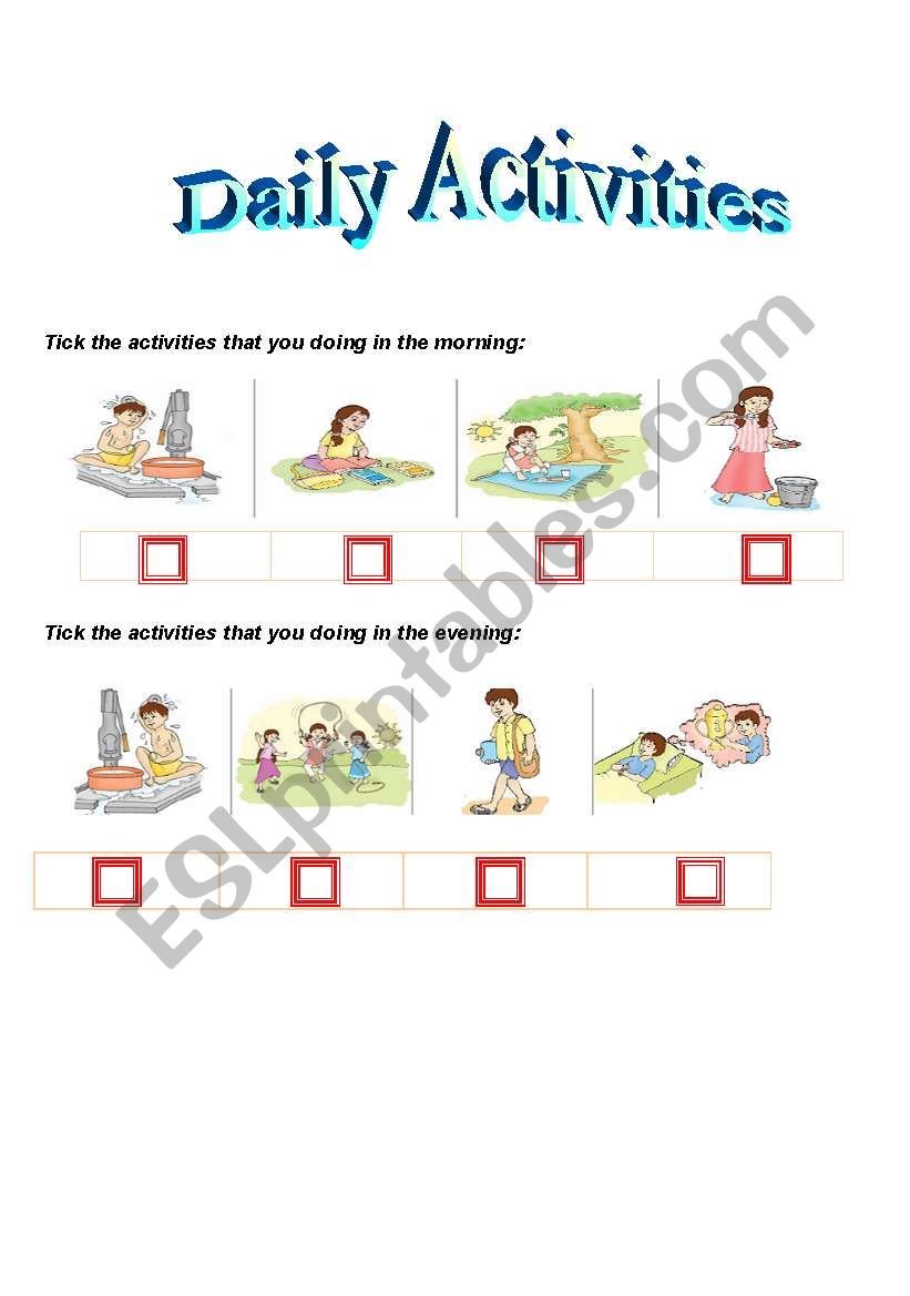 daily activites   part1 worksheet