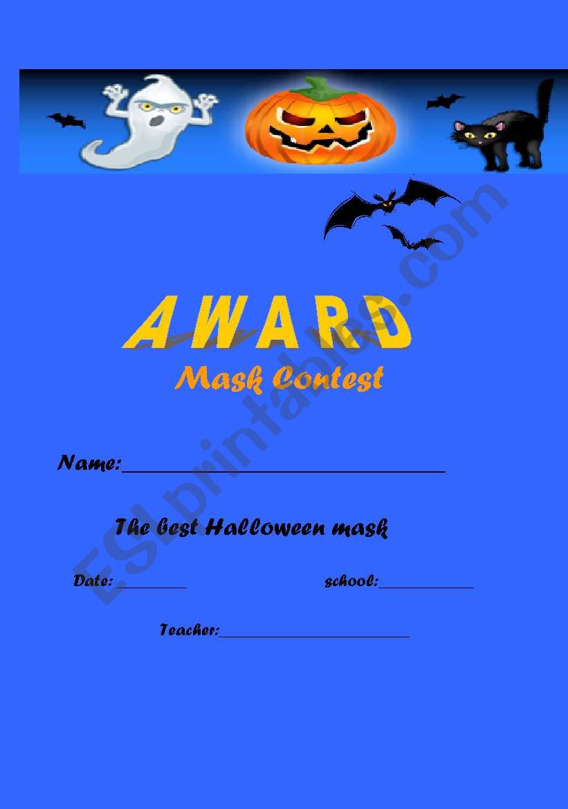 halloween award worksheet