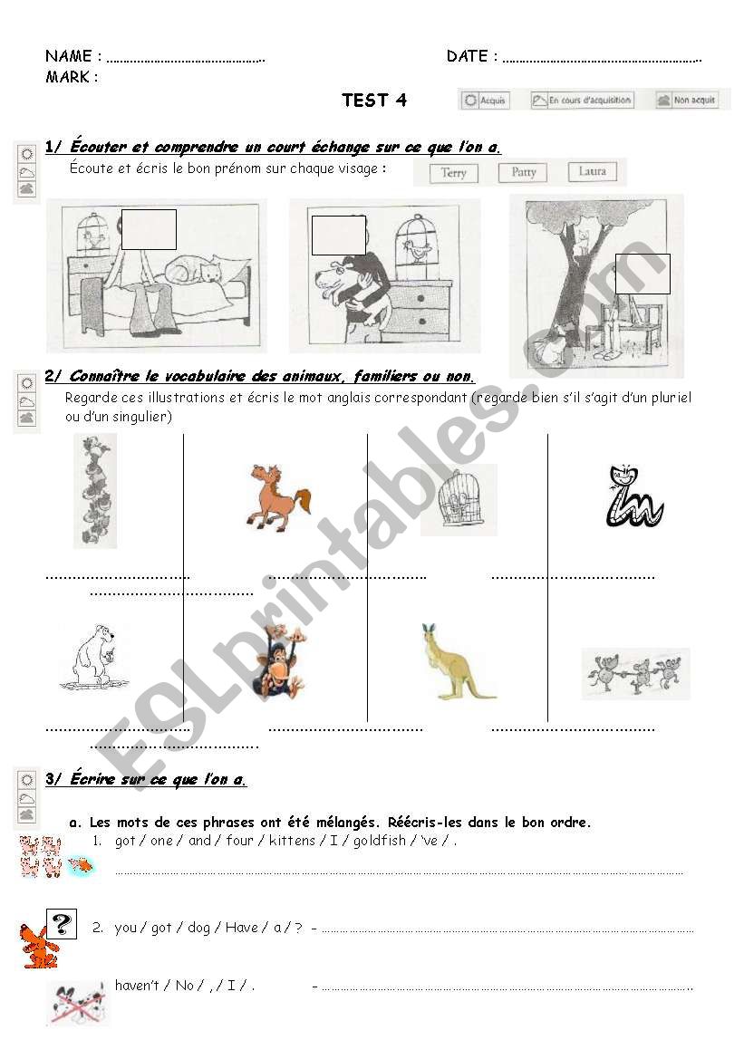 test have got (1) worksheet