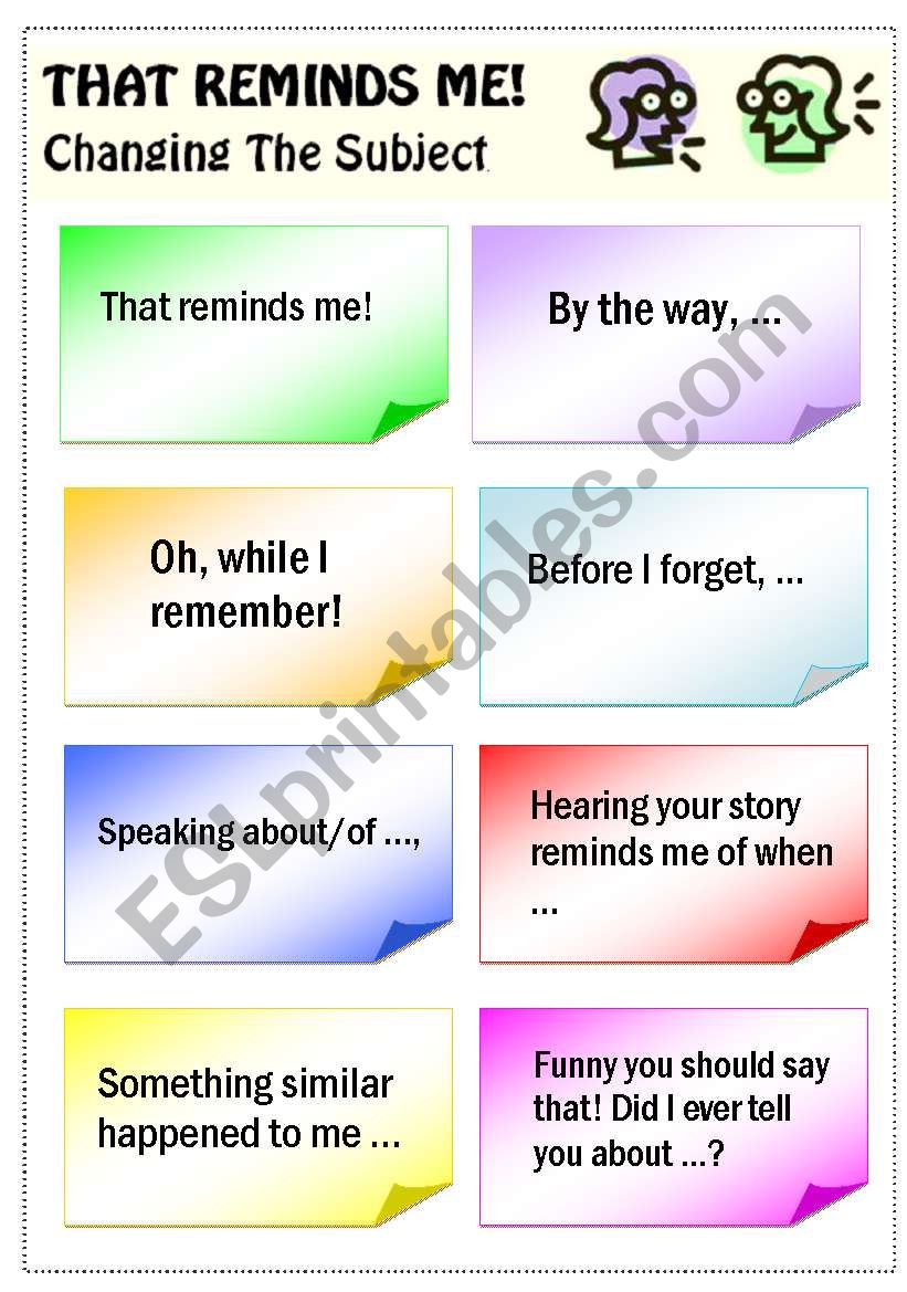 Changing the subject - Conversation Cards