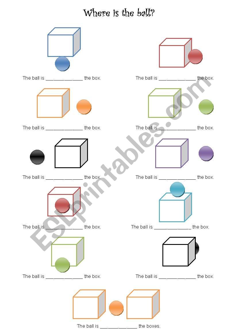 Prepositions of place: Where is the ball?