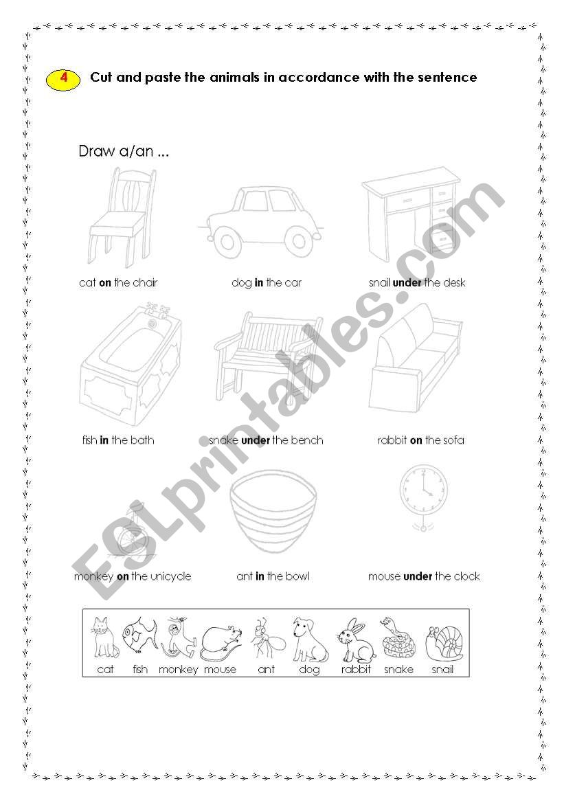 In / On / Under worksheet