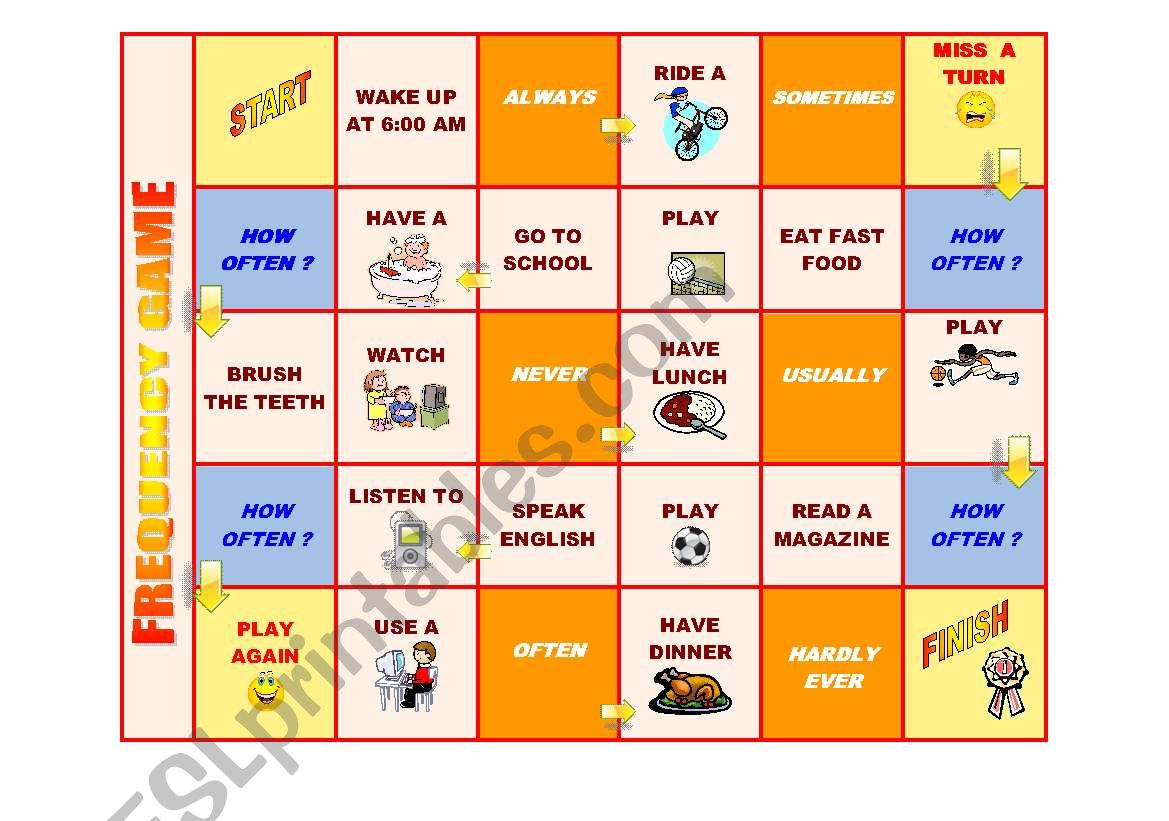 FREQUENCY GAME (Board game) worksheet