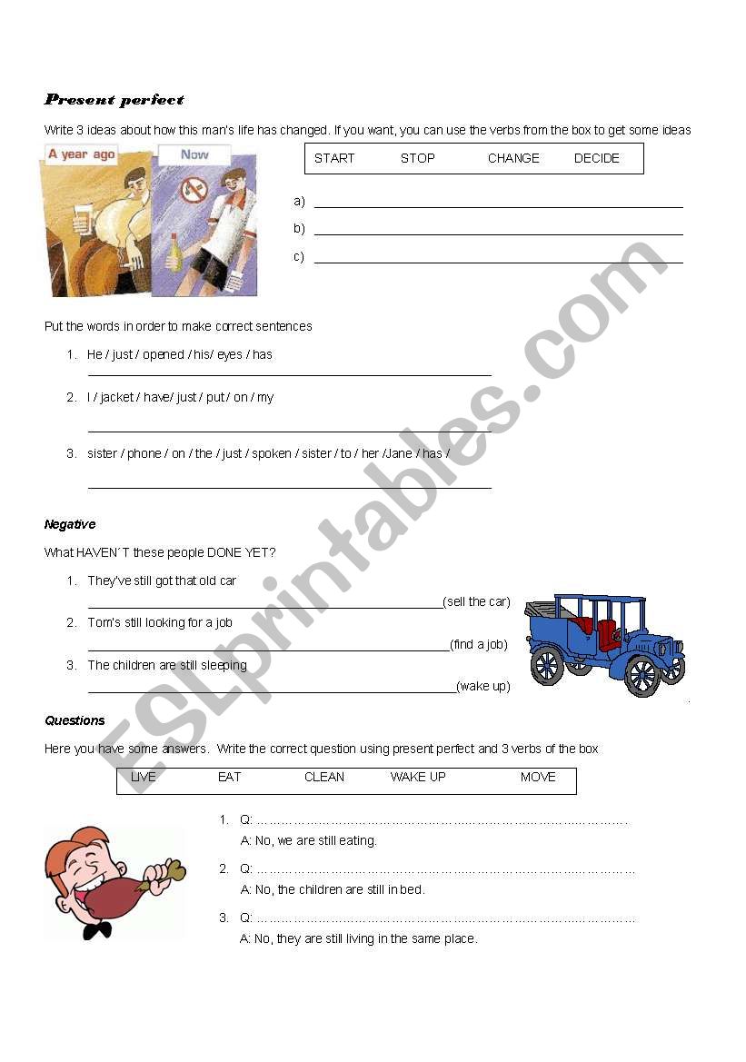 present perfect worksheet