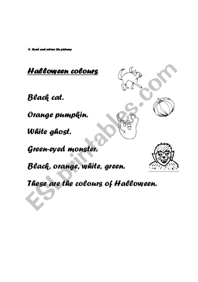 halloween colours worksheet