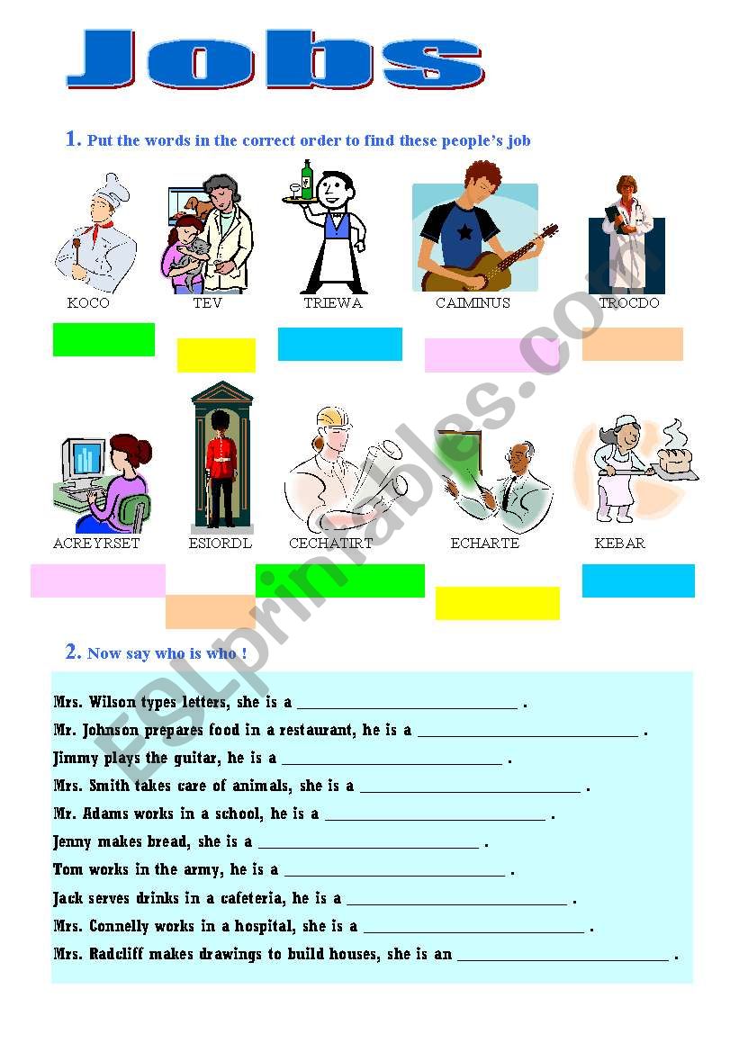 Jobs worksheet