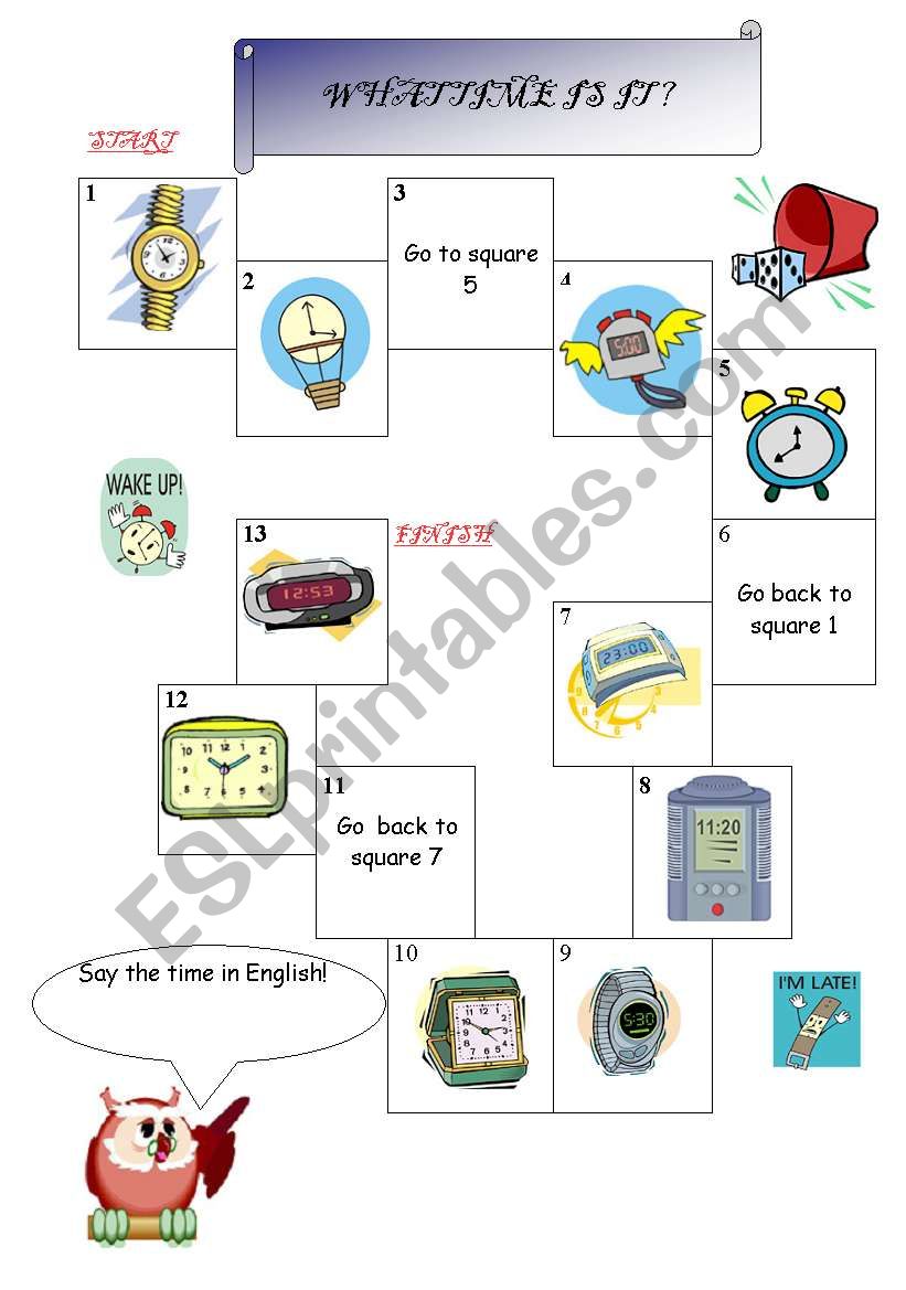 What time is it? Boardgame worksheet