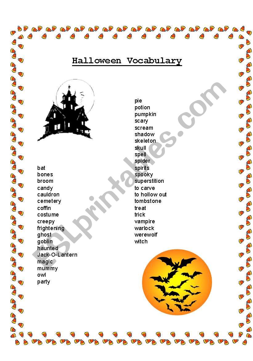 Halloween Vocabulary worksheet